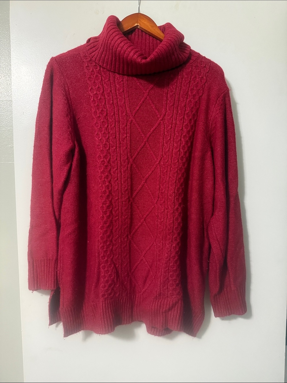 croft & barrow Red Cable-Knit Turtleneck Sweater